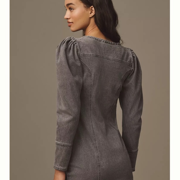 Brand New Pilcro Puff-Sleeve Denim Mini Dress - Picture 2 of 12